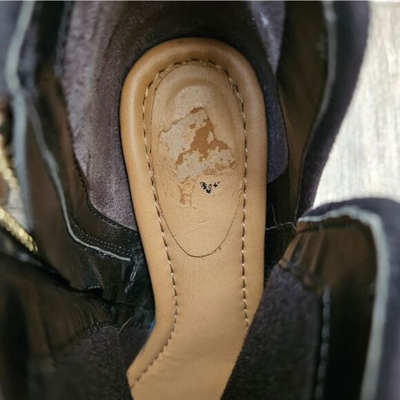 Dr. Scholl's Postone Black Peep-Toe Chunky Heel Ankle Boots - Picture 11 of 15